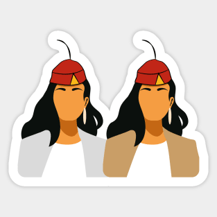 Madeira Island female couple no face illustration using the traditional folklore hat Sticker